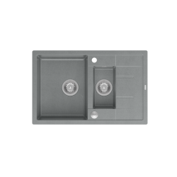 MORGAN 156 GraniteQ zlewozmywak silver stone z syfonem Push To Open okrągły 1,5-komorowy z/o / stal szlachetna