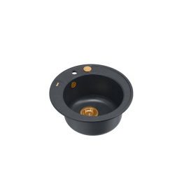 MORGAN 210 GraniteQ zlewozmywak black diamond z syfonem Push To Open kol. miedziany okrągły 1-komorowy b/o + zaczepy 3 szt