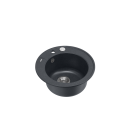 MORGAN 210 GraniteQ zlewozmywak black diamond z syfonem Push To Open stal szlachetna okrągły 1-komorowy b/o + zaczepy 3 szt