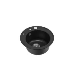 MORGAN 210 GraniteQ zlewozmywak pure carbon z syfonem Push To Open stal szlachetna okrągły 1-komorowy b/o + zaczepy 3 szt