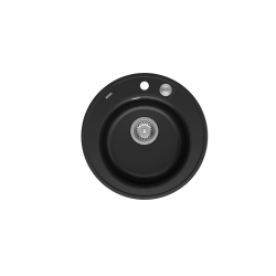 MORGAN 210 GraniteQ zlewozmywak pure carbon z syfonem Push To Open stal szlachetna okrągły 1-komorowy b/o + zaczepy 3 szt