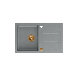 MORGAN 111 GraniteQ zlewozmywak silver stone z syfonem Push To Open 1-komorowy z/o / elementy miedziane