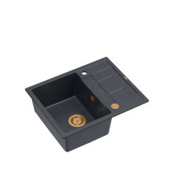 MORGAN 116 GraniteQ zlewozmywak black diamond z syfonem Push To Open kol. miedziany 1-komorowy z/o + zaczepy 4 szt