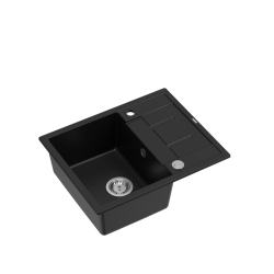 MORGAN 116 GraniteQ zlewozmywak pure carbon z syfonem Push To Open stal szlachetna 1-komorowy z/o + zaczepy 4 szt