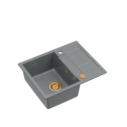 MORGAN 116 GraniteQ zlewozmywak silver stone z syfonem Push To Open kol. miedziany 1-komorowy z/o + zaczepy 4 szt