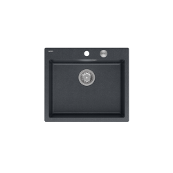 MORGAN 110 GraniteQ zlewozmywak black diamond z syfonem Push To Open stal szlachetna 1-komorowy b/o + zaczepy 4 szt