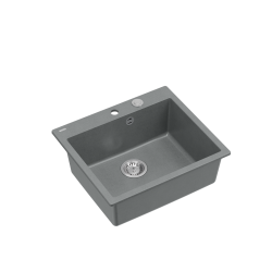 MORGAN 110 GraniteQ zlewozmywak silver stone z syfonem Push To Open stal szlachetna 1-komorowy b/o + zaczepy 4 szt