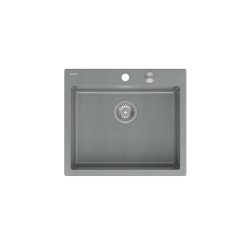 MORGAN 110 GraniteQ zlewozmywak silver stone z syfonem Push To Open stal szlachetna 1-komorowy b/o + zaczepy 4 szt