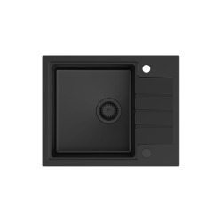 QUADRON PETER 116 GraniteQ zlewozmywak granitowy pure carbon 1-komorowy z/o (62x50x20) z syfonem pure carbon i zaślepką kol. czarny