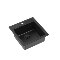 QUADRON PETER 110 GraniteQ zlewozmywak granitowy pure carbon 1-komorowy z/o (50x52x20) z syfonem pure carbon