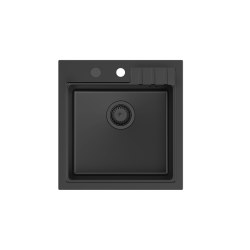 QUADRON PETER 110 GraniteQ zlewozmywak granitowy pure carbon 1-komorowy z/o (50x52x20) z syfonem pure carbon