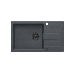 QUADRON CHRISTIAN 136 XL zlewozmywak granitowy 1-komorowy black dotted (czarny) (78x45x18,5) z zaślepką i odpływem pure carbon (czarny) (komora 45x38