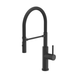 QUADRON bateria kuchenna ANDY stalowa bateria kuchenna z ruchomą wylewką, pure carbon / wąż czarny