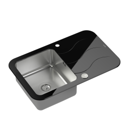 QUADRON Glen 211 HardQ komora stalowa z czarnym blatem szklanym z syfonem Push 2 Open (780x500/R35)