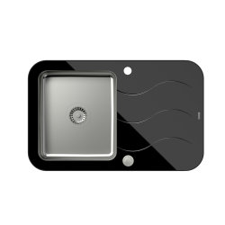 QUADRON Glen 211 HardQ komora stalowa z czarnym blatem szklanym z syfonem Push 2 Open (780x500/R35)
