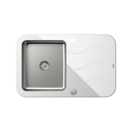 QUADRON Glen 211 HardQ komora stalowa z białym blatem szklanym z syfonem Push 2 Open (780x500/R35)