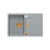 OWEN 111 GraniteQ zlewozmywak z syfonem Push 2 Open 1-komorowy z/o (760x500x215; kom. 330x430) silver stone / elementy miedziane