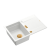 OWEN 111 GraniteQ zlewozmywak z syfonem Push 2 Open 1-komorowy z/o (760x500x215; kom. 330x430) snow white / elementy miedziane