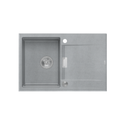OWEN 111 GraniteQ zlewozmywak z syfonem Push 2 Open 1-komorowy z/o (760x500x215; kom. 330x430) silver stone / elementy stalowe