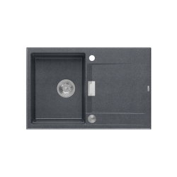 OWEN 111 GraniteQ zlewozmywak z syfonem Push 2 Open 1-komorowy z/o (760x500x215; kom. 330x430) black diamond / elementy stalowe