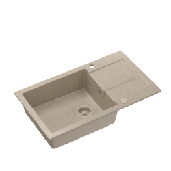 QUADRON CHRISTIAN 136 XL zlewozmywak granitowy 1-komorowy river sand (beżowy) (78x45x18,5) z zaślepką i odpływem river sand (beżowy) (komora 45x38 cm)