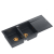 QUADRON EVAN 121 GraniteQ zlewozmywak z syfonem Push To Open 2-komorowy z/o (1160x500x210; kom. 420x340) black diamond / elementy miedziane