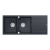 QUADRON EVAN 121 GraniteQ zlewozmywak z syfonem Push To Open 2-komorowy z/o (1160x500x210; kom. 420x340) black diamond / elementy stalowe