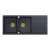 QUADRON EVAN 121 GraniteQ zlewozmywak z syfonem Push To Open 2-komorowy z/o (1160x500x210; kom. 420x340) black diamond / elementy złote