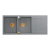 QUADRON EVAN 121 GraniteQ zlewozmywak z syfonem Push To Open 2-komorowy z/o (1160x500x210; kom. 420x340) silver stone / elementy miedziane