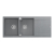 QUADRON EVAN 121 GraniteQ zlewozmywak z syfonem Push To Open 2-komorowy z/o (1160x500x210; kom. 420x340) silver stone / elementy stalowe