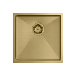 Quadron | ANTHONY 50 | stalowy zlewozmywak kuchenny ZŁOTO PVD | wymiary: 44 x 44 x 19 cm | 1-komorowy podwieszany/wpuszczany | podbudowa szafki: od 45