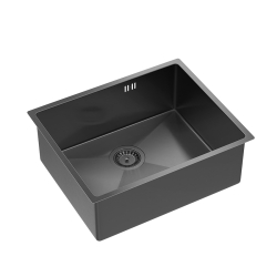 Quadron | ANTHONY 60 | stalowy zlewozmywak kuchenny GRAPHITE METAL PVD | wymiary: 54 x 44 x 19 cm | 1-komorowy podwieszany/wpuszczany | podbudowa szaf
