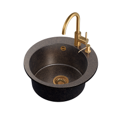 ART JAMES 210 (O51x20) Art Copper Black Pearl z syfonem manualnym, baterią Naomi i dozownikiem - czarny opalizacja miedziana