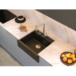 QUADRON BILL 110 GRANITEQ zlewozmywak wpuszczany 1-komorowy 595x540x205 mm, black diamond / elementy złote