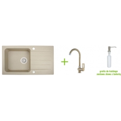 Zlewozmywak Kuchinox BORNEO + bateria GRANIT 4 + dozownik beż