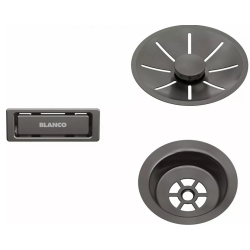 BLANCO Zestaw elementów stalowych w kolorze satin dark steel, do armatury przelewowo-odpływowej InFino, do jednej komory 206 900