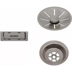 BLANCO Zestaw elementów stalowych w kolorze satin platinum, do armatury przelewowo-odpływowej InFino, do jednej komory 207 406