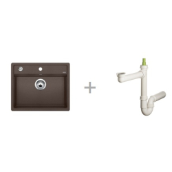 Zlewozmywak Blanco DALAGO 6 kawowy 515 066 + Syfon końcowy Fisc wersja płaska 6400PPSAB15