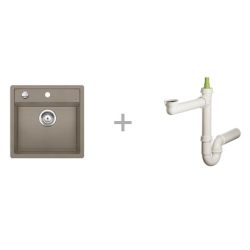 Zlewozmywak Blanco DALAGO 5 tartufo 518 528 + Syfon końcowy Fisc wersja płaska 6400PPSAB15
