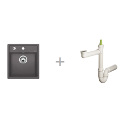 Zlewozmywak Blanco DALAGO 45 szarość skały 518 846 + Syfon końcowy Fisc wersja płaska 6400PPSAB15