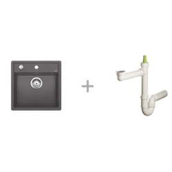 Zlewozmywak Blanco DALAGO 5 szarość skały 518 848 + Syfon końcowy Fisc wersja płaska 6400PPSAB15