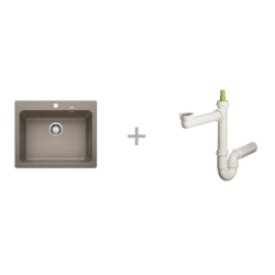 Zlewozmywak Blanco NAYA 6 bez korka automatycznego tartufo 519 644 + Syfon końcowy Fisc wersja płaska 6400PPSAB15