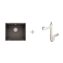 Zlewozmywak Blanco ROTAN 500-U z korkiem manualnym kawa 521 353 + Syfon końcowy Fisc wersja płaska 6400PPSAB15