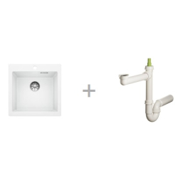 Zlewozmywak Blanco PLEON 5 biały InFino 521 672 + Syfon końcowy Fisc wersja płaska 6400PPSAB15
