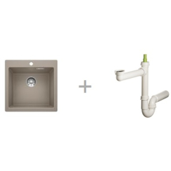 Zlewozmywak Blanco PLEON 5 tartufo InFino 521 675 + Syfon końcowy Fisc wersja płaska 6400PPSAB15