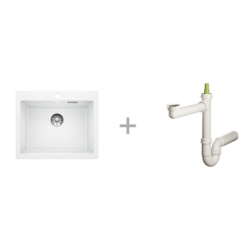 Zlewozmywak Blanco PLEON 6 biały InFino 521 683 + Syfon końcowy Fisc wersja płaska 6400PPSAB15