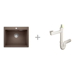 Zlewozmywak Blanco PLEON 6 kawowy InFino 521 688 + Syfon końcowy Fisc wersja płaska 6400PPSAB15