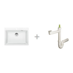 Zlewozmywak Blanco PLEON 8 biały InFino 523 047 + Syfon końcowy Fisc wersja płaska 6400PPSAB15