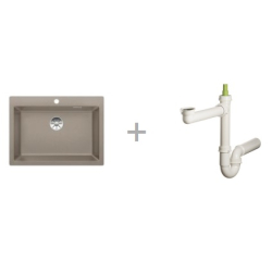 Zlewozmywak Blanco PLEON 8 tartufo InFino 523 050 + Syfon końcowy Fisc wersja płaska 6400PPSAB15