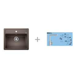 Zestaw 07-A 25 Zlewozmywak Blanco LEGRA 6 KAWOWY 523 337 + MILA chrom